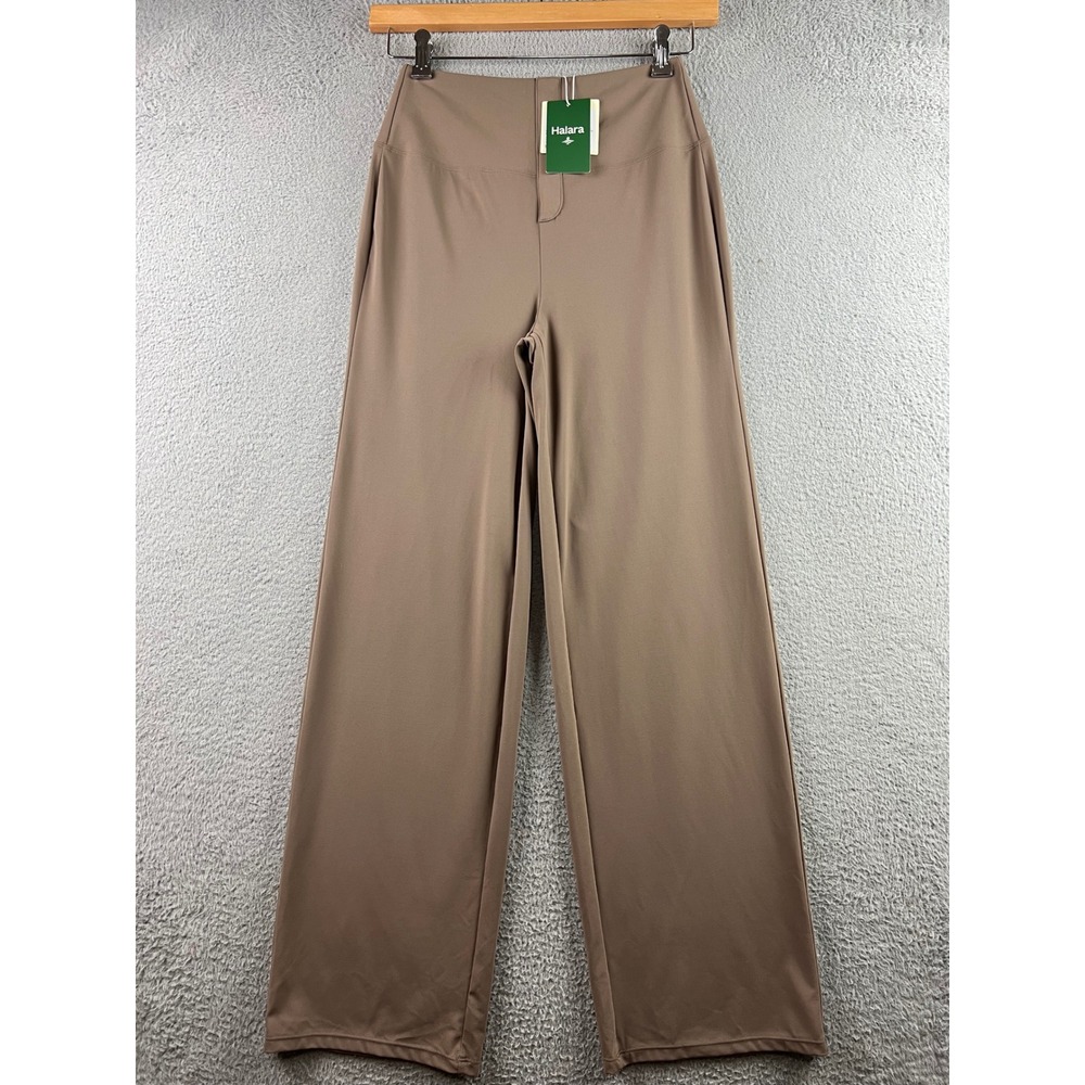 New Halara High Waisted Wide Leg Pants Taupe Brown Flap Pocket Trousers